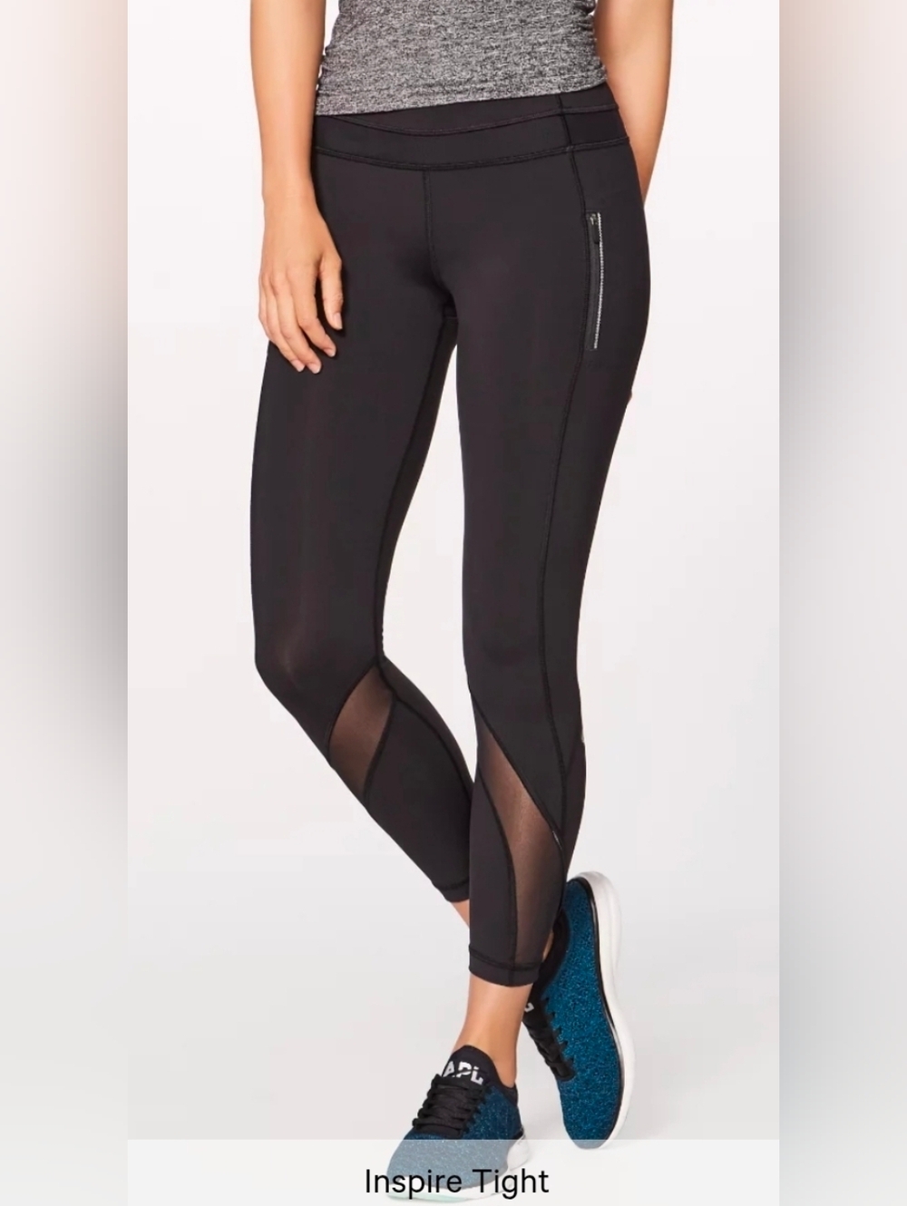 Lululemon Black Mesh Inspire Tight Designed for Run Leggings Size 6